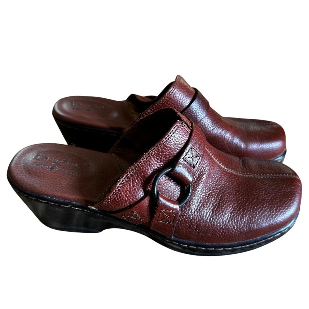 BOC Born Concept Brown Leather Clogs Mules Women's 7